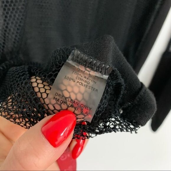Alexis black mesh net sweater long sleeve sweater Sz XS - Picture 8 of 9